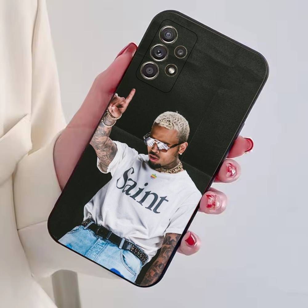 R&B Singer C-Chris Brown Phone Case Black Silicone Soft For Samsung S25,S24,S21,S22,S23,S30,Ultra,S20,Plus,Fe,Lite