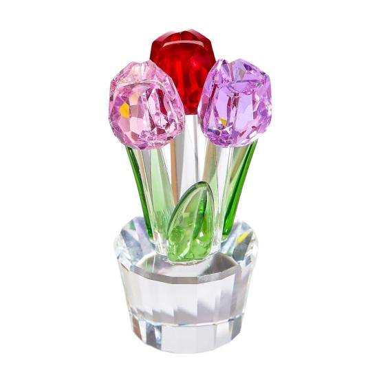 Коллекционная фигурка тюльпана из искусственного хрусталя, прозрачный тюльпан, стеклянный букет цветов, подарки на День святого Валентина, день рождения, женщине, девушке, жене