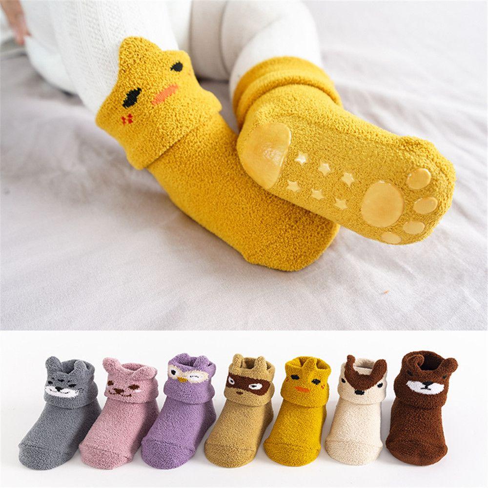 Animals Plush Soft Thickening Floor Sox Coral velvet socks Newborn Toddler Socks Anti-slip Slippers