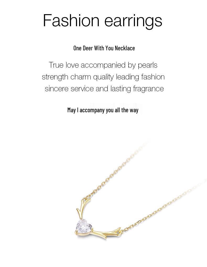 Серебряное ожерелье на ключицу в виде рогов оленя 925 пробы для женщин - Модная подвеска в виде маленького оленя, Простой рождественский подарок