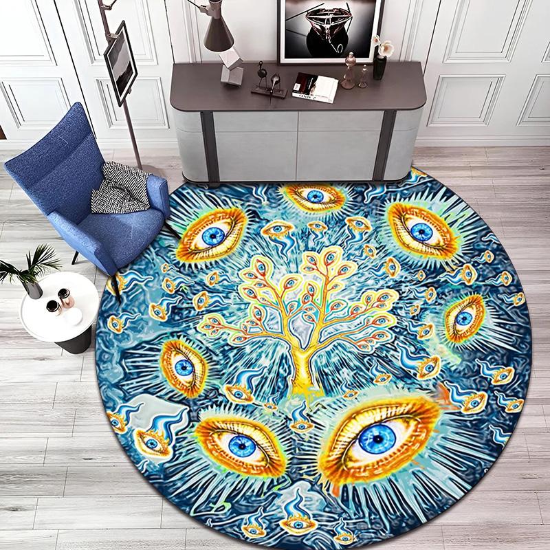 Mystic Eye Mandala Art Round Rug Home Soft Decorative Anti Slip Yoga Table And Chair Mat Carpet Outdoor Floor Mat Carpet S3