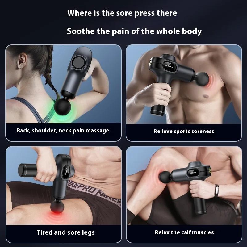 Профессиональный многофункциональный фасциальный пистолет с несколькими массажными головками, расслабление мышц, высокочастотный вибрационный массажер