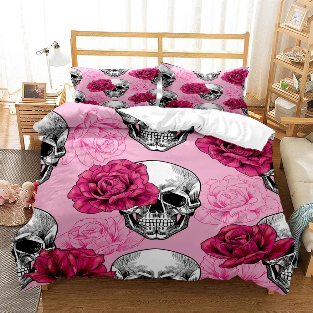 3D Print Mysterious Colored Skeleton Comfortable Duvet Cover Pillowcase Bedding Set Children Bedroom Decoration Home Textile