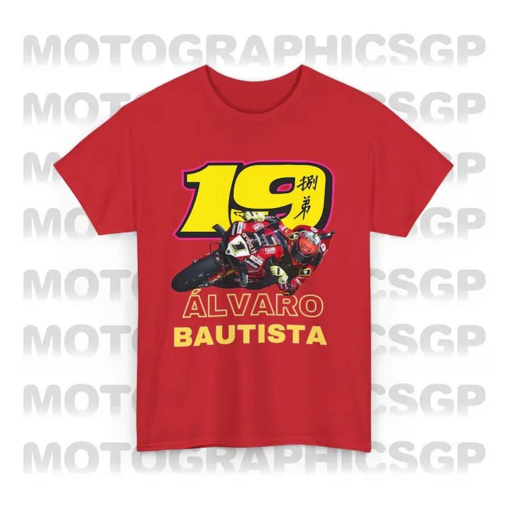Летняя новая рубашка для гонщиков Футболка для мотоциклистов Alvaro Bautista Y2K Flat Print Хлопковый топ с одинаковым верхом для мужчин и женщин Футболка