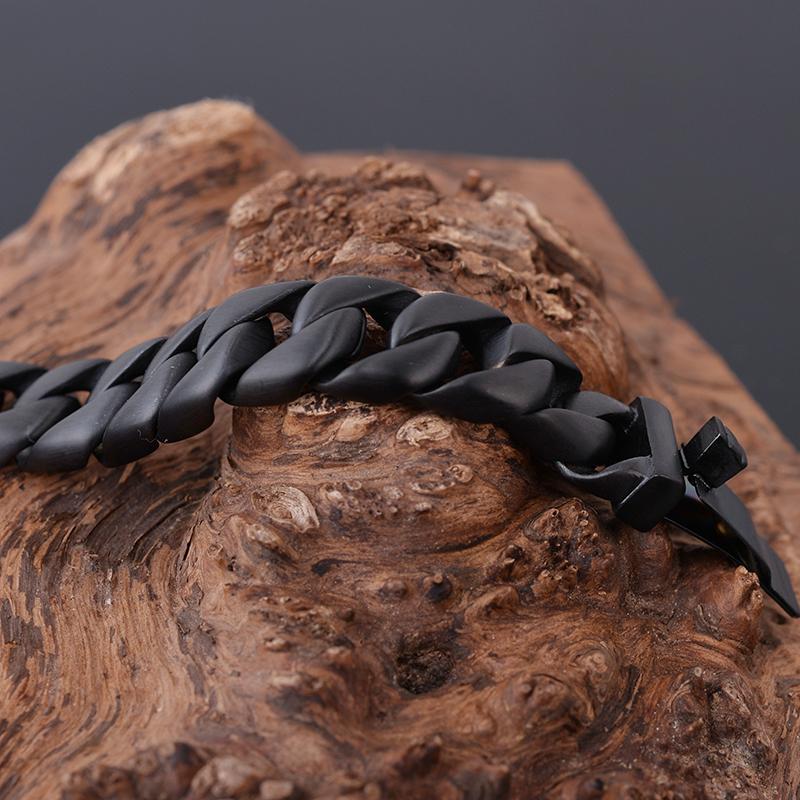 Браслет из матовой черной нержавеющей стали для мужчин, винтажный, мужской, матовая 12-миллиметровая панцирная цепь, мужские ювелирные аксессуары