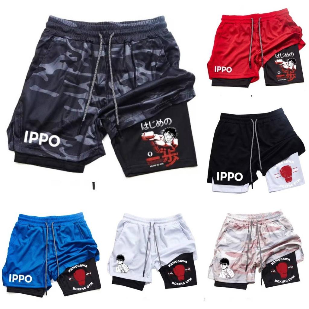 Anime IPPO Muay Thai Kick Boxing UFC MMA Mixed Marcial Art Shorts Anime Men Women Unisex Double Layer Quick Dry Breathable Sport Gym Fitness Workout