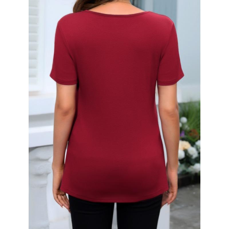 Женский топ для беременных с круглым вырезом и коротким рукавом, однотонный