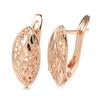 Осенне-зимние французские полые серьги-гвоздики с цветами и сердцами, серьги из розового золота 585 пробы для женщин