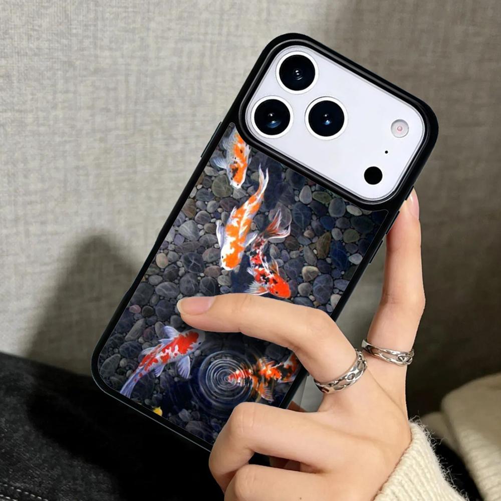 Capa Case for iPhone 17 Air 16 Pro Max 15 Plus 11 13 Mini 14 12 Back Phone Cover Koi Carp Fish