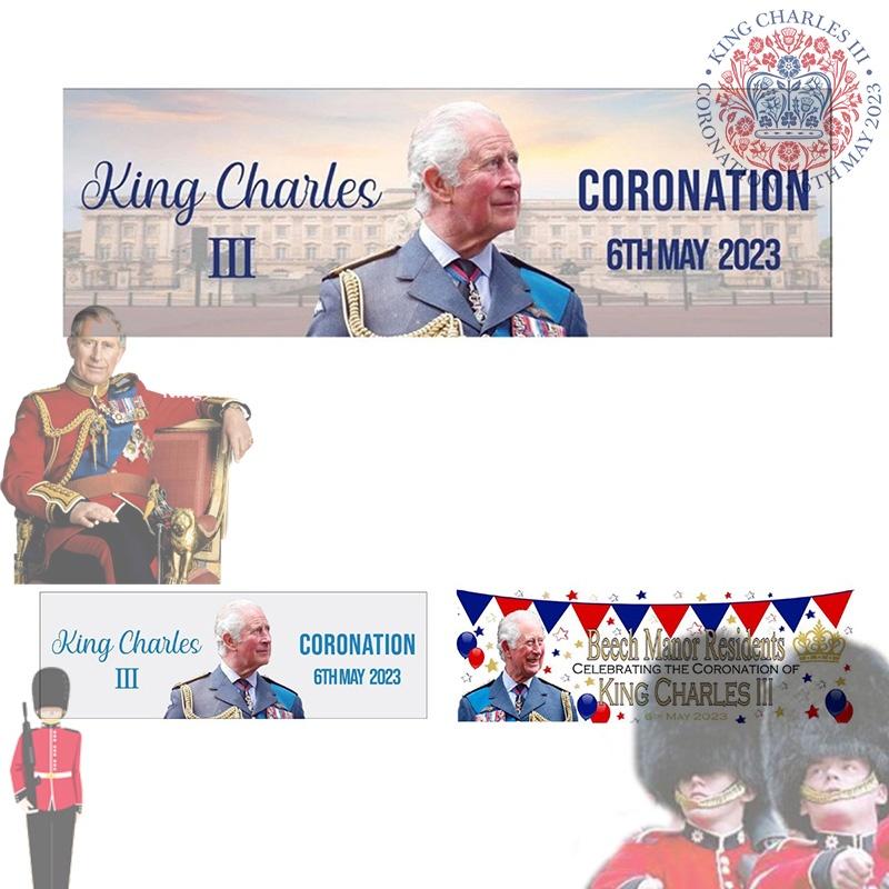 King Charles Iii Coronation Flag Premium Polyester Fabric 50x150cm