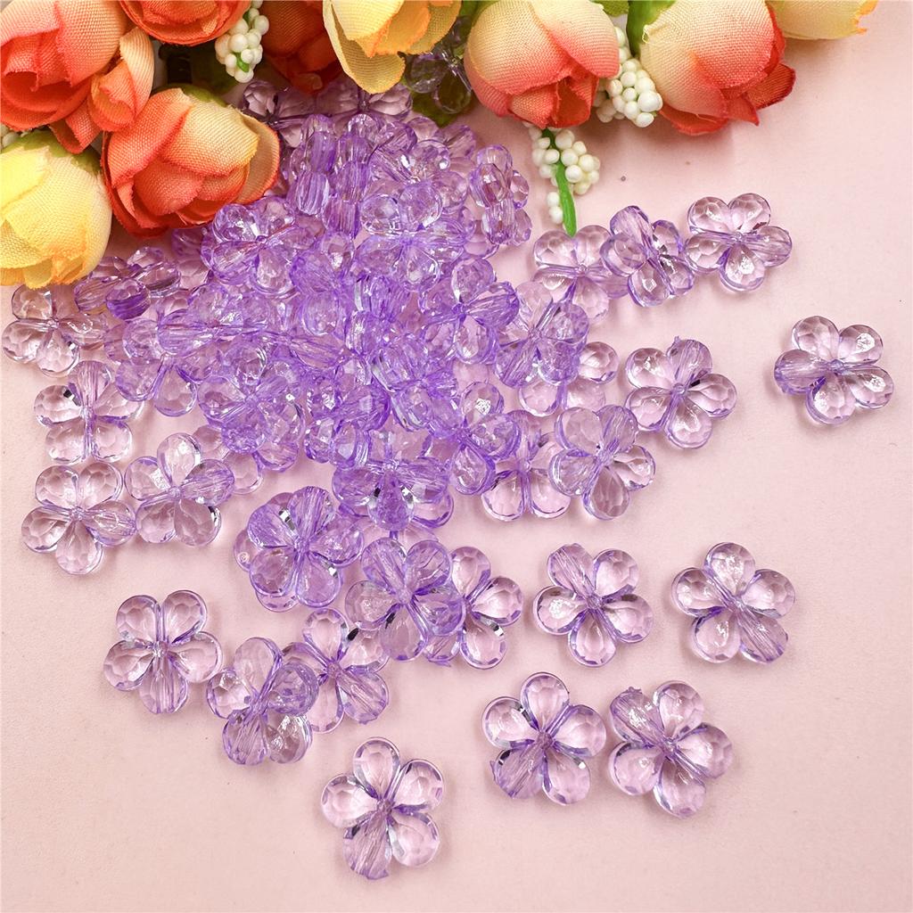 Creative Craft DIY Spacer Loose Beads with Hole Handmade Material 100pcs 14mm Jewelry Accessories Flower Shape Multicolor Acrylic