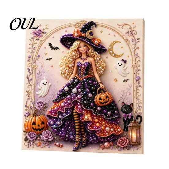 Handmade Wall Art Supplies Fashion Doll Faux Pearl Kit, DIY Christmas Painting Craft Kit 3D Textured Bead for Adults, Festive Decor Beginner Friendly