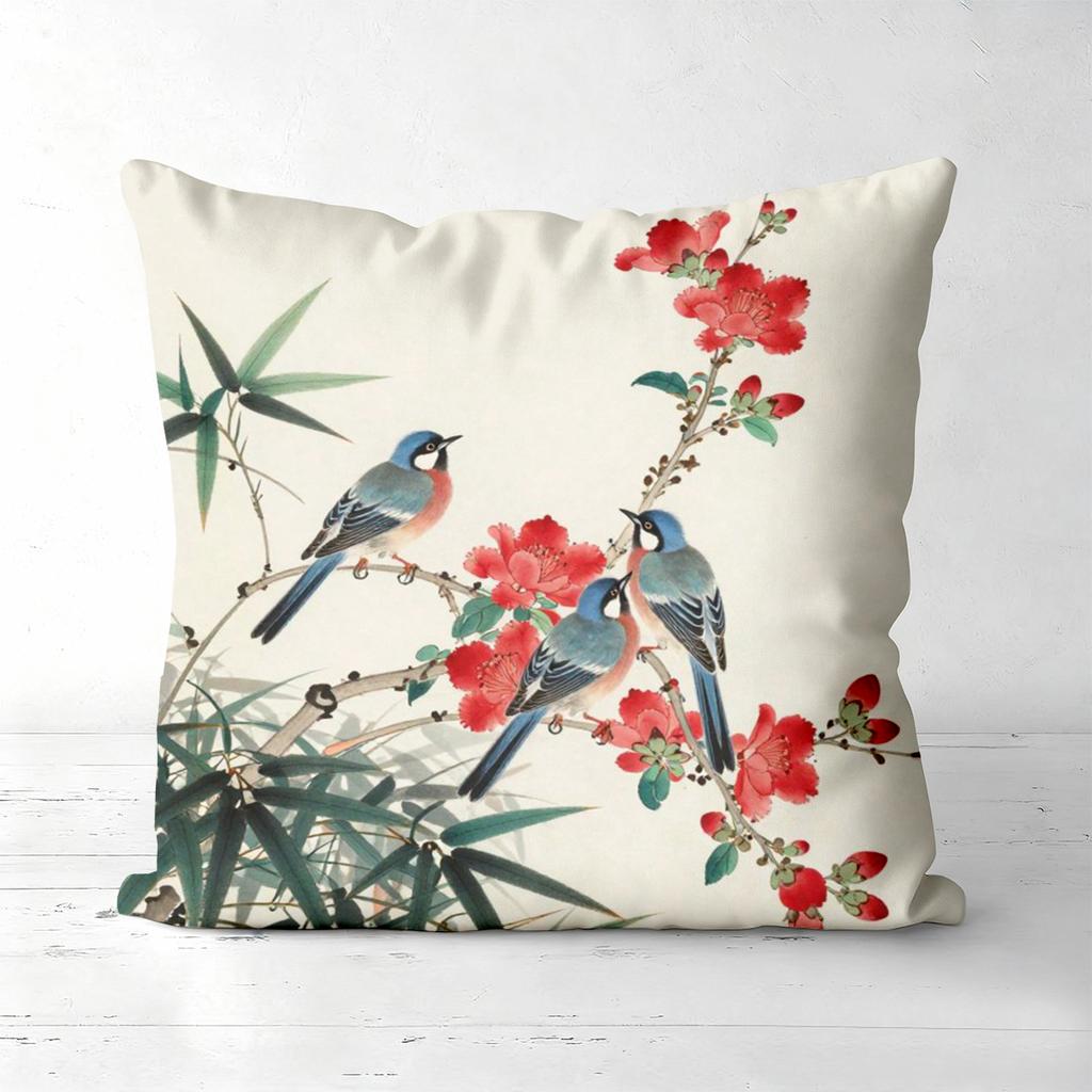 Chinesestyle Flower Bird Pillow Covers For Home Decor Polyester sofa cushion cov Headboard Pillow (Without Pillow Core