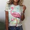 Women T-Shirts 3d Flamingo Print Fashion O-Neck Casual Ladies Casual Female Top Harajuku Girls Short Sleeve Loose Woman Clothing