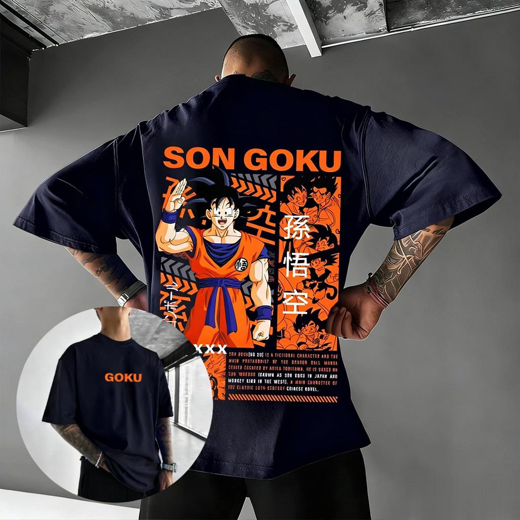 Футболка с принтом аниме Dragon Ball Сон Гоку Мужская Женская Уличная одежда Хлопок Короткий рукав Топ Манга Графическая футболка Повседневная Летняя 2026 Y2k Одежда