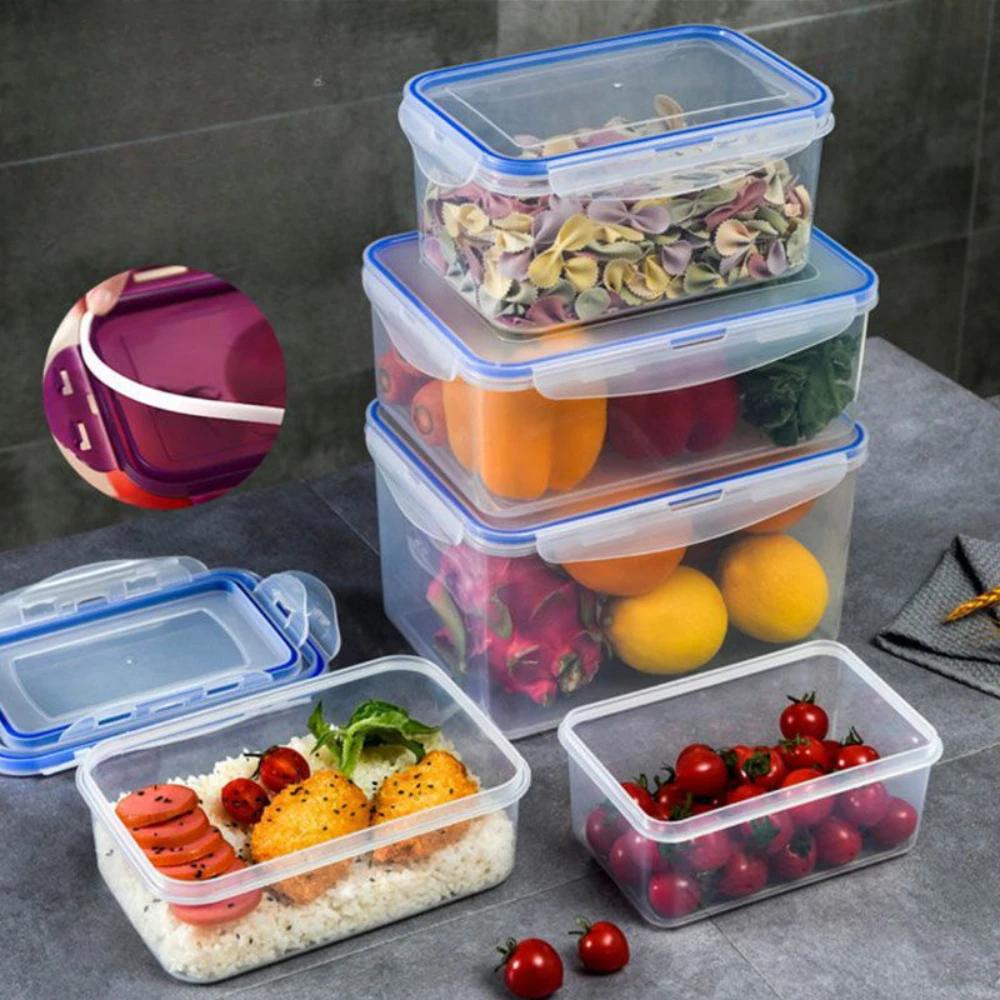 Food Preservation Box Transparent Sealed Box with Cover Can Be Heated and Refrigerated PP Material Stackable Storage Containers