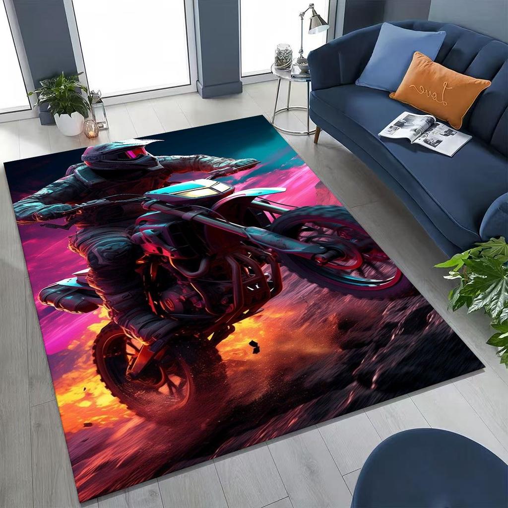 Персонализированный коврик с рисунком мотоциклиста для спальни, гостиной, дивана, дома, придверный коврик, декор, большой детский нескользящий коврик для пола