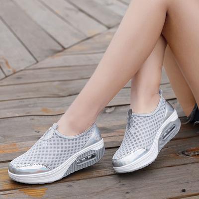 Новая обувь-качалка, сетчатая повседневная спортивная обувь на толстой подошве-маффин, женская одинарная обувь