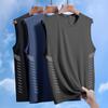 Men's Plus Size Ice Silk Quick-Dry Sleeveless Tank Top for Running and Summer.