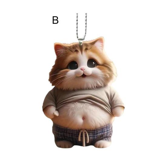 Автомобильный кулон Fat Belly Cat Car Подвеска Украшение Легкий Акриловый Подвесной Декор