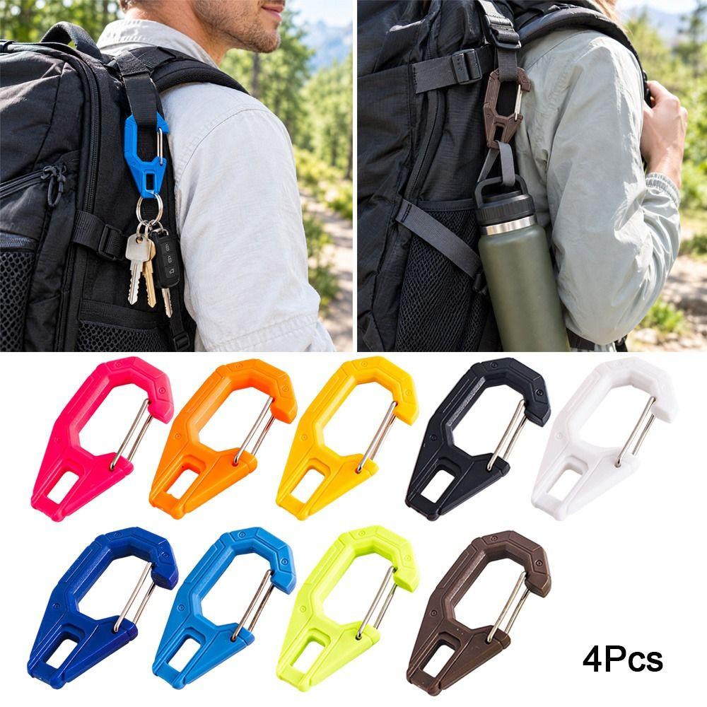 4pcs Multi-function Outdoor G-Ring Carabiner Clip For Vest/Backpacks/Pouch/Bag/Belt