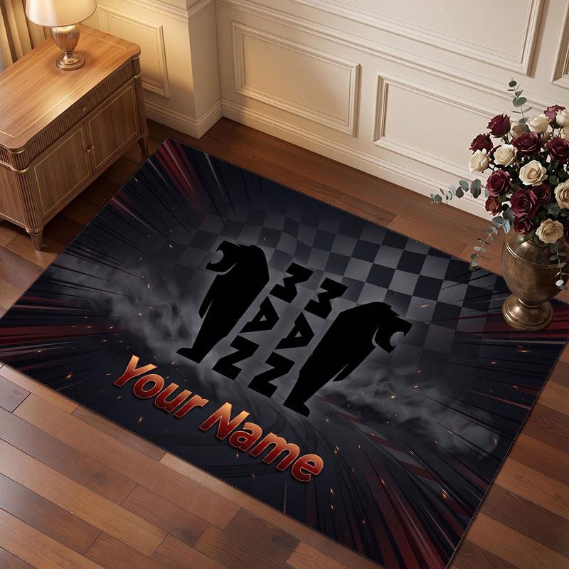 MAN Truck Personalized Crystal Velvet Carpet, Customized Name Text Soft Anti‑Slip Rug for Living Room Bedroom