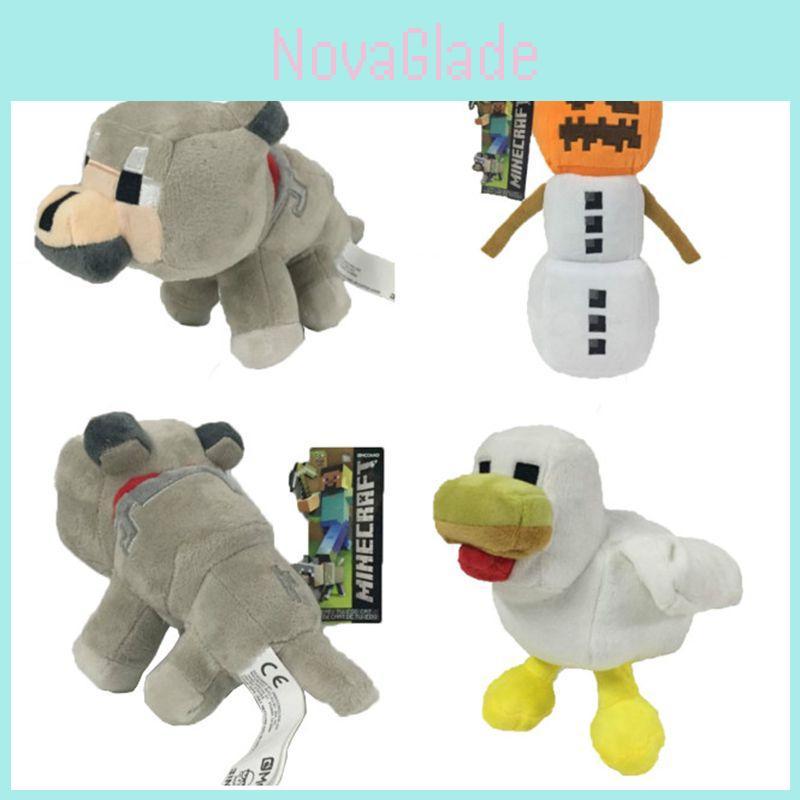 Cute 20cm Minecraft Plush Toy Collection Featuring Snow Golem Wolf Chickens For Kids