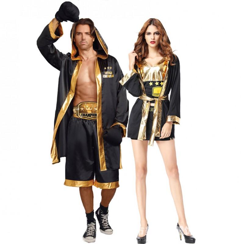 Men Women Halloween Couple Boxing Fighter Costume Set Cosplay Stage Performance Outfit