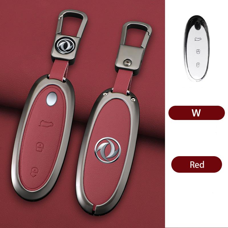 3 Buttons Zinc Alloy + Leather Car Key Case Cover Shell Skin Holder for 2024 Dongfeng NAMMI 01 New Energy Remote Key Protection