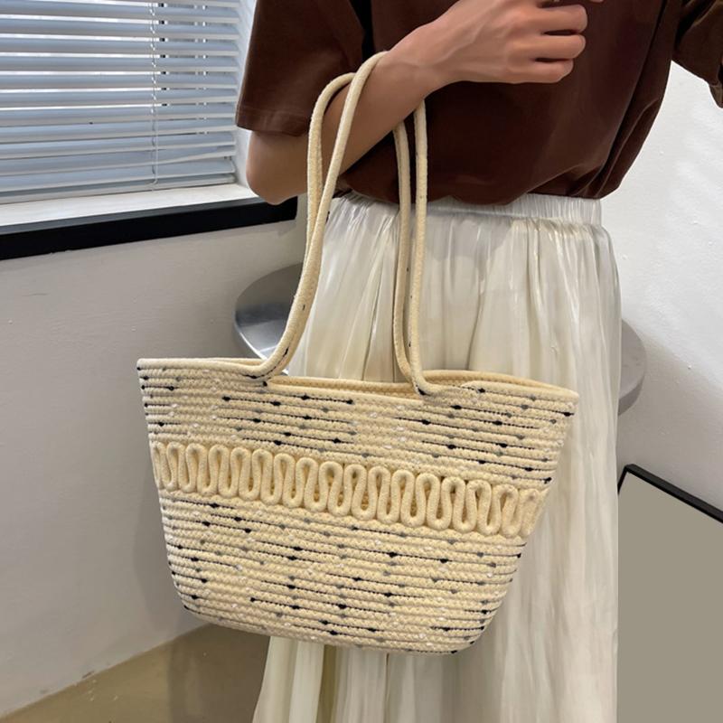 Наборы для вязания, пляжная сумка цвета хаки, большая вместительная соломенная сумка ручной работы, весенне-летняя праздничная сумка для отдыха, женская сумка, сумка для покупок