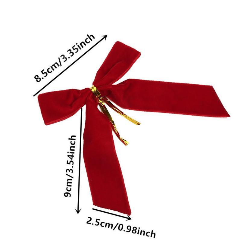 10PCS Christmas Tree Pendant Rustic Small Velvet Holiday Christmas Bows Ribbon Ornament Diy Craft Wrapping Decorations