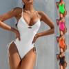 Fashion Women Bikini Solid Color Swimsuit Strap Hollow Out Casual  Swimsuit