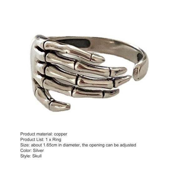 Женское кольцо из кости, открывающееся вручную, регулируемое кольцо в стиле ретро, ​​регулируемое кольцо на палец для Хэллоуина