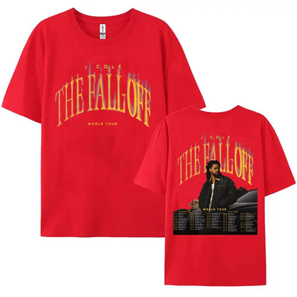 J. COLE THE FALL OFF Мировой Тур 2026 Футболки Унисекс Уличная Одежда Короткий Рукав Круглый Вырез Свободная Женская Футболка Повседневная Летняя Женская Футболка