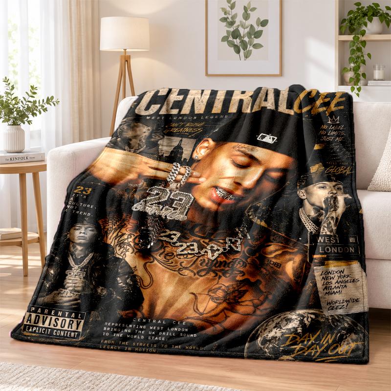 Central Cee Flannel Throw Blanket Soft Warm Cozy For Sofa Bed Indoor Home Bedroom Use