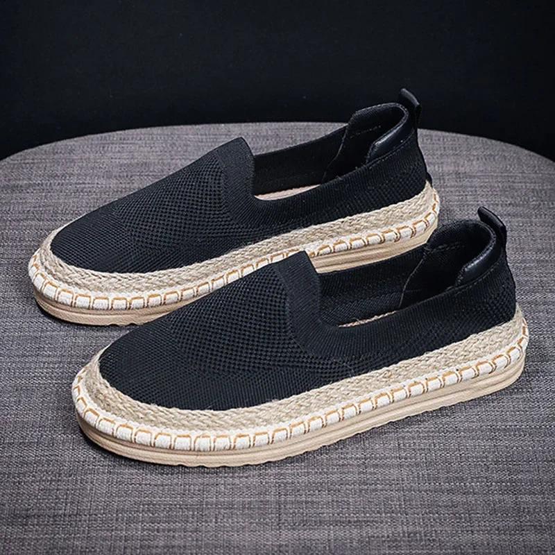New Espadrilles Women Shoes Linen Flats Fashion Knitted Mesh Fabric Hemp Loafers Slip On Casual Cloth Sneakers Comfortable