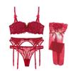 Christmas Push Up Bras+Thongs+Garters+Stockings Lingerie Sets
