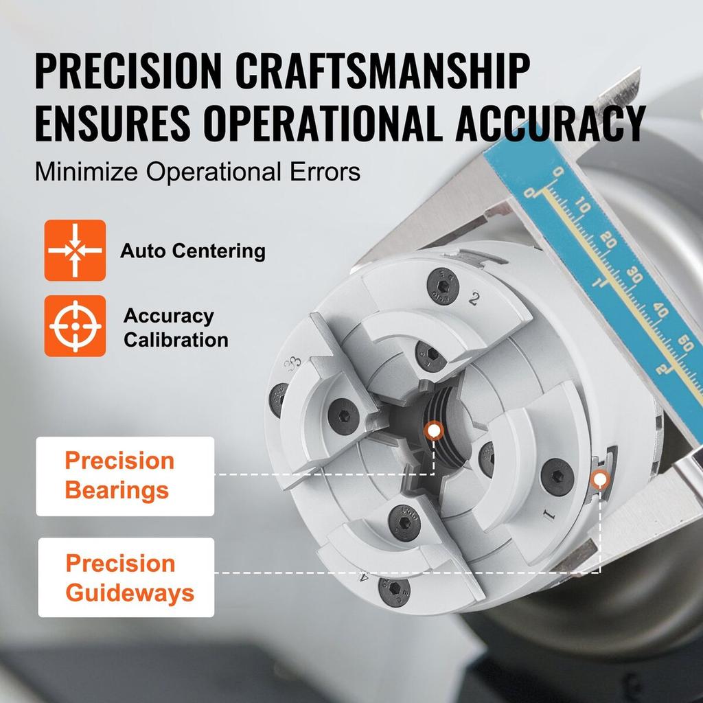 KP2-3/4 Lathe Chuck, 4-Jaw 2.75" Diameter, Metal Lathe Chuck Turning Machine Accessories, Self-centering Tool, for Lathe, Precision Machining,