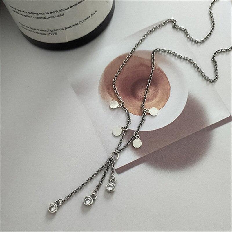 925 пробы стерлингового серебра винтажная цепочка с кисточками циркониевые бусины подвеска ожерелье для женщин девушки ювелирные изделия для вечеринок аксессуары dz371