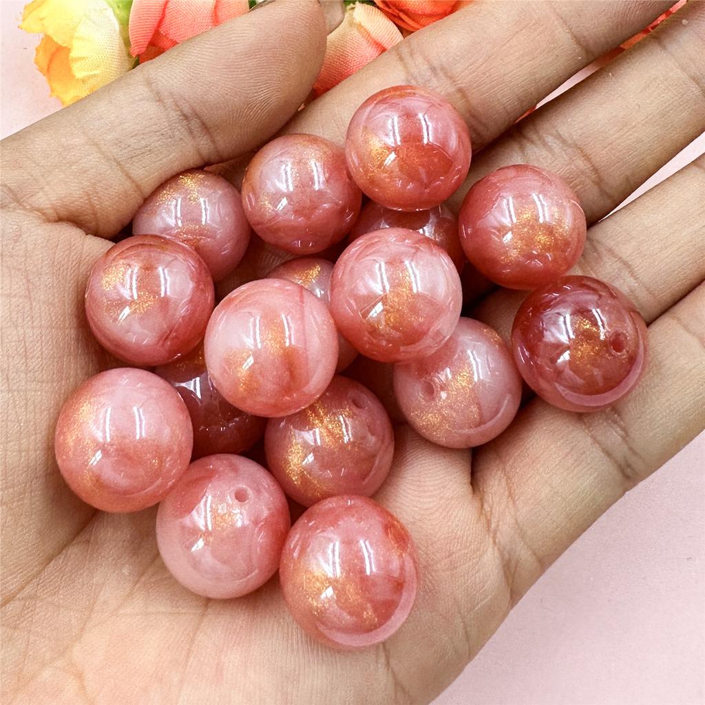 Высококачественные круглые 20 шт. материалы из бисера для изготовления браслетов и сережек акриловые ювелирные изделия глазурованный золотой порошок DIY ювелирные аксессуары свободные бусины 16 мм