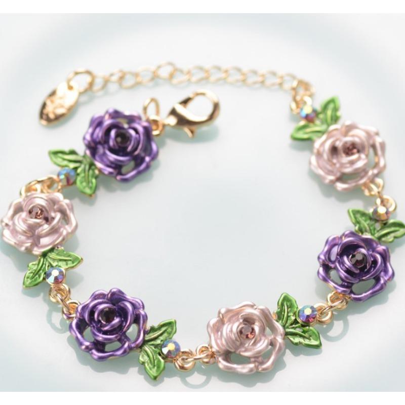 Accessories: Rose Flower Bracelet and Necklace. Retro Alloy Ethnic Style Ornaments. Exaggerated Bracelet.