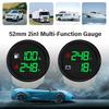 Rhaxel 52mm 2in1 Multifunctional Gauge Fuel Level Water Temperature Voltage Water Level 9-32V for Truck RV Yachts with Alarm