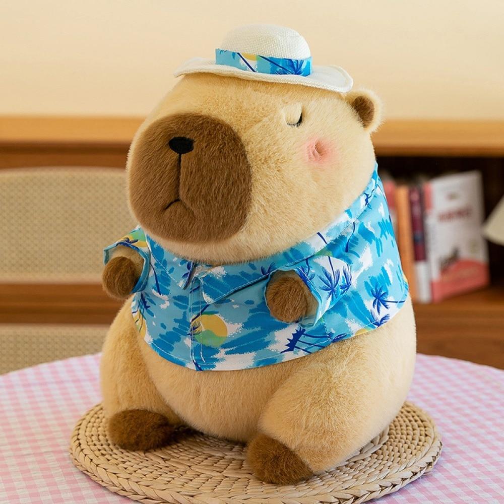 Capybara Plush Toy Summer Design 30cm Blue Stuffed Animal for Kids 3+