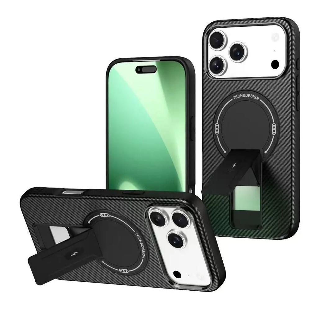 Fashion Matte Nvisible Support Case For iPhone 17 16 15 14 Plus 12 13 Pro Max Compatible Magnetic Anti fall Stand Hard Cover