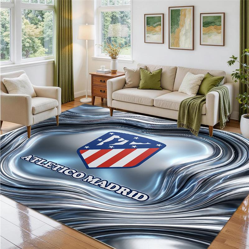 Atletico Madrid Design Crystal Velvet Rug Soft Decorative Mat for Bedroom Entrance