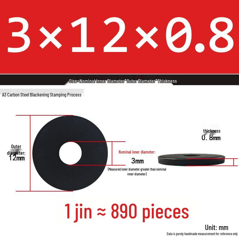 Black Oversized Thickened Round Metal Flat Washer Spacer for Home Use