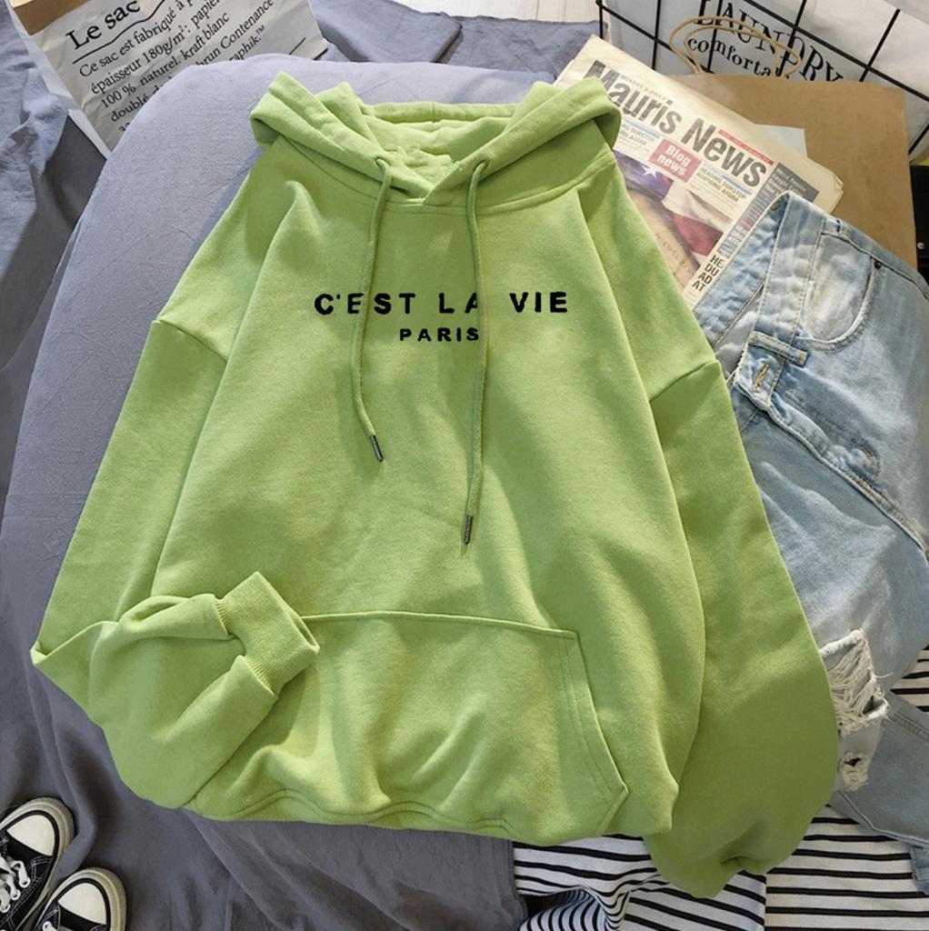 Letter Print New Hooded Sweater Women's Spring Long-sleeved Lazy Style Loose Hooded Top