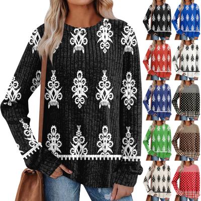 Женский принт Легкий Топ с круглым вырезом из матового хлопка