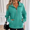 Women's Sweatshirts Half Zip Long Sleeve Lapel Sweater Casual Pullover Top with Pocket Autumn Loose Clothes