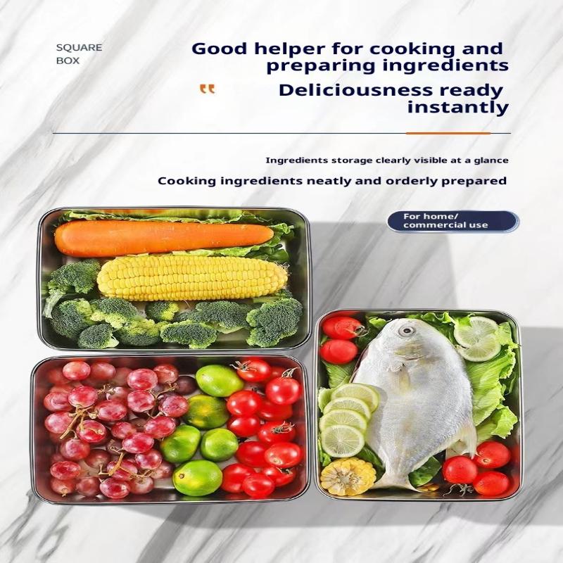2/3/4/5 шт. Контейнер для еды из нержавеющей стали с крышкой, большой вместимости, для хранения продуктов, коробка для сохранения свежести, поднос